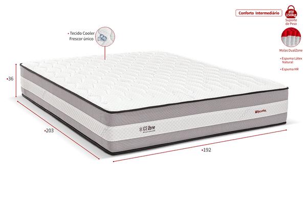 Colchão King IceZone - Molas DualZone - 192x203x36 | Reconflex