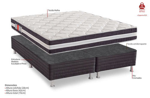 Conjunto Box King Max Saúde Premium - Espuma D33 - 192x203x70